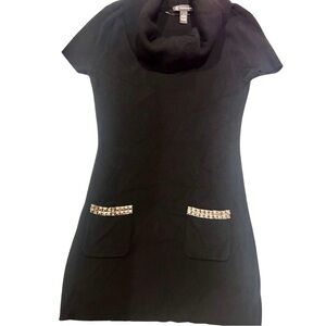 I.N.C. International Concepts Black Short Sleeve Sweater Dress with Pockets